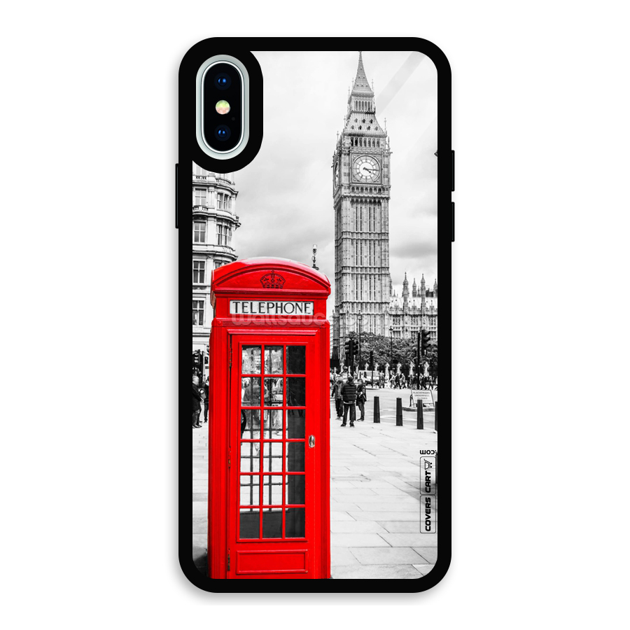 Telephone Booth Glass Back Case for iPhone XS