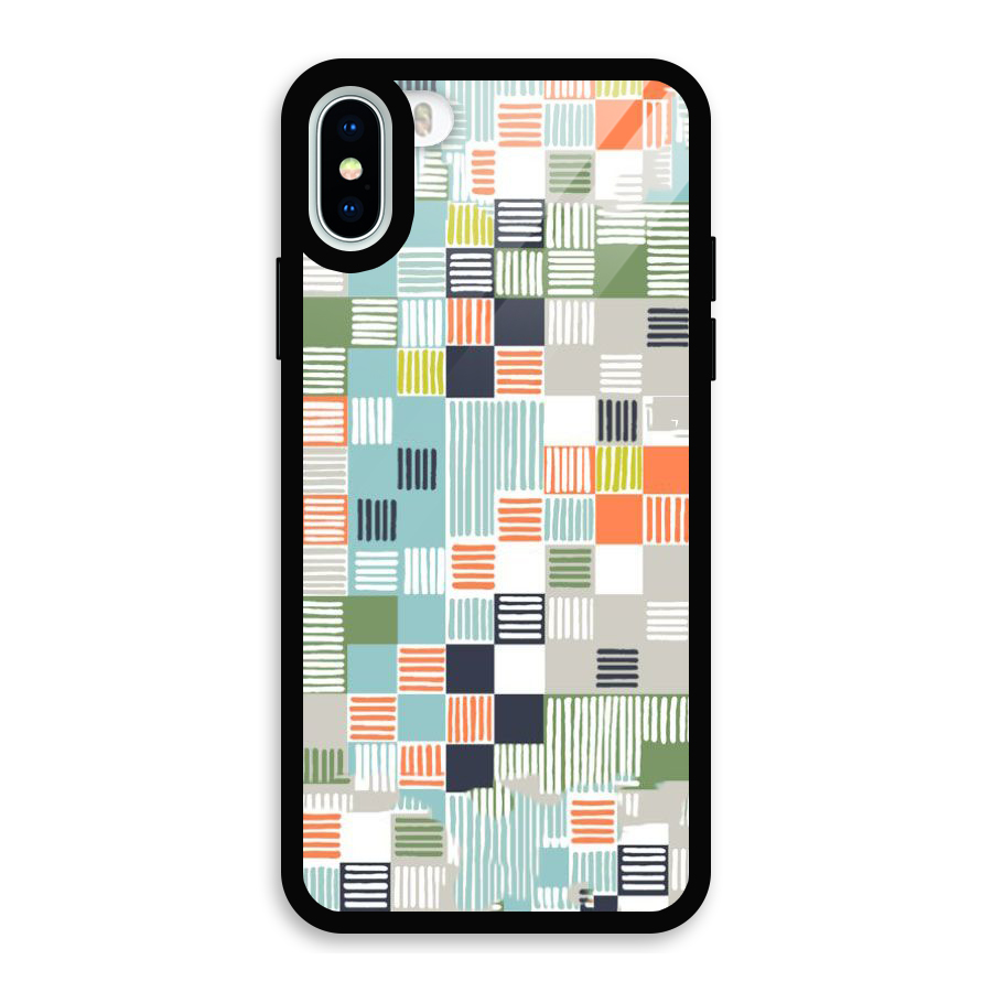 Tiny Boxes Stripes Glass Back Case for iPhone XS