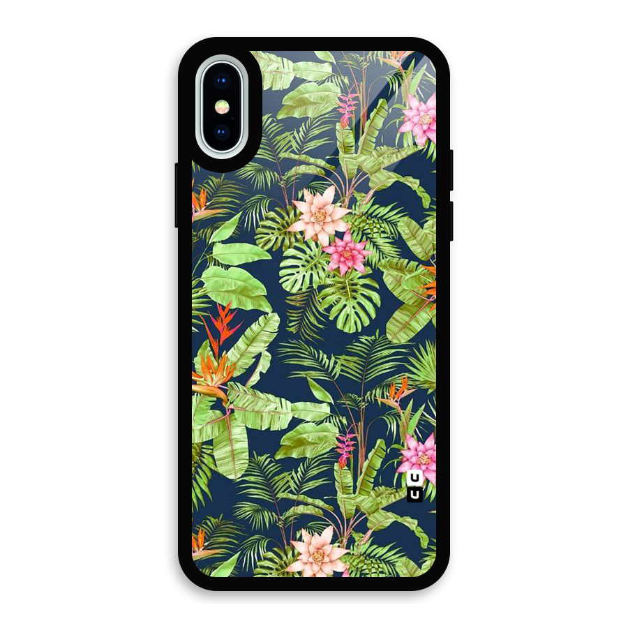 Tiny Flower Leaves Glass Back Case for iPhone XS