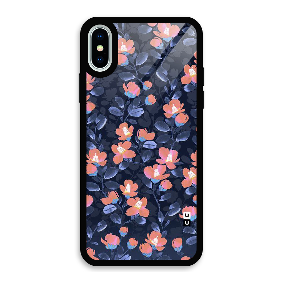 Tiny Peach Flowers Glass Back Case for iPhone XS