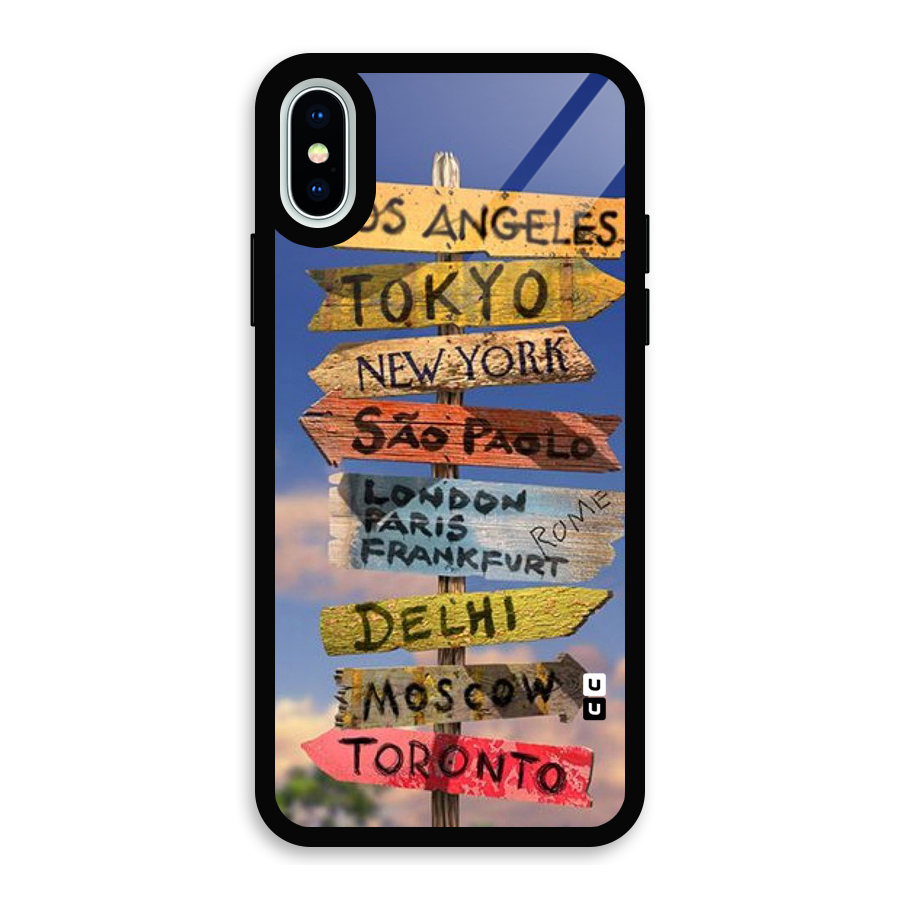 Travel Signs Glass Back Case for iPhone XS
