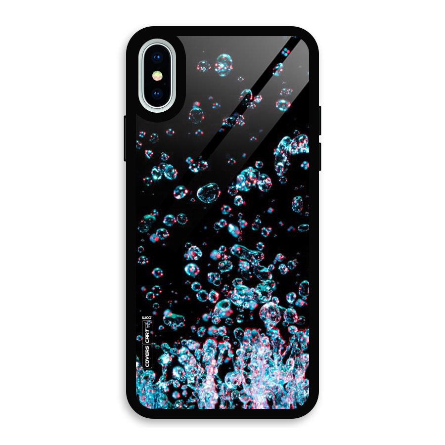 Water Droplets Glass Back Case for iPhone XS