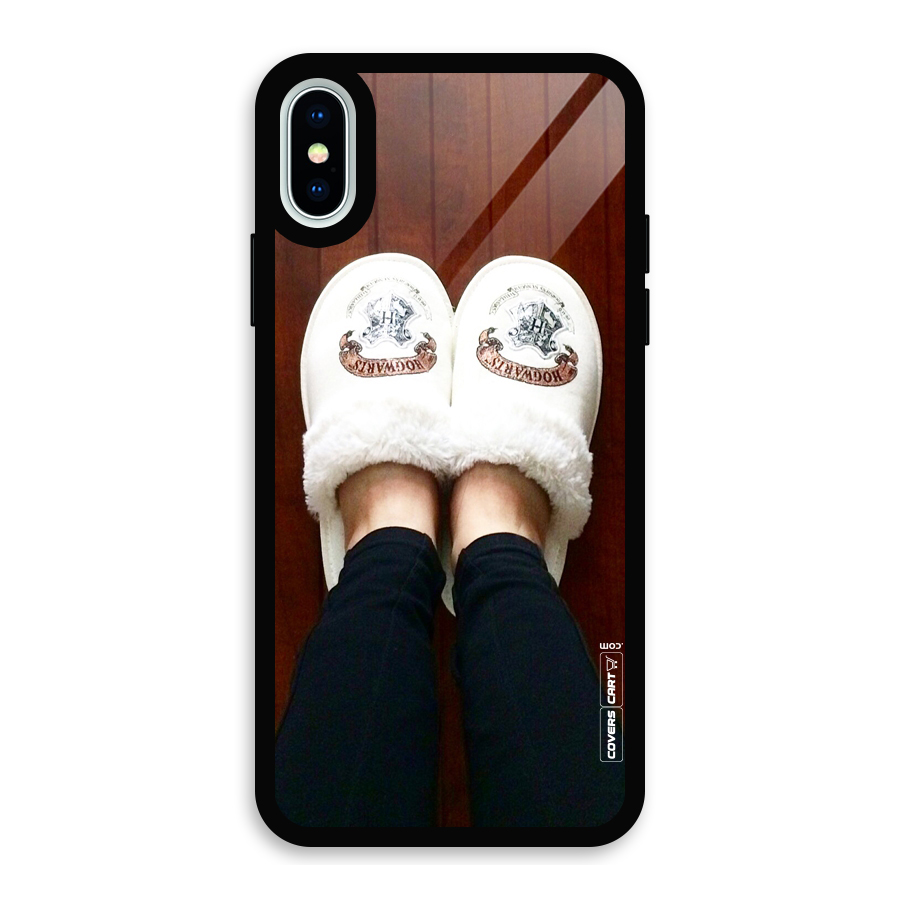 White Feets Glass Back Case for iPhone XS