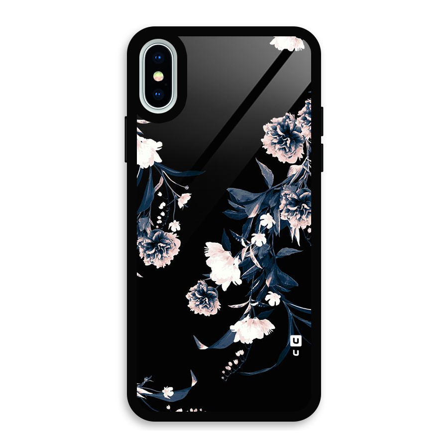 White Flora Glass Back Case for iPhone XS