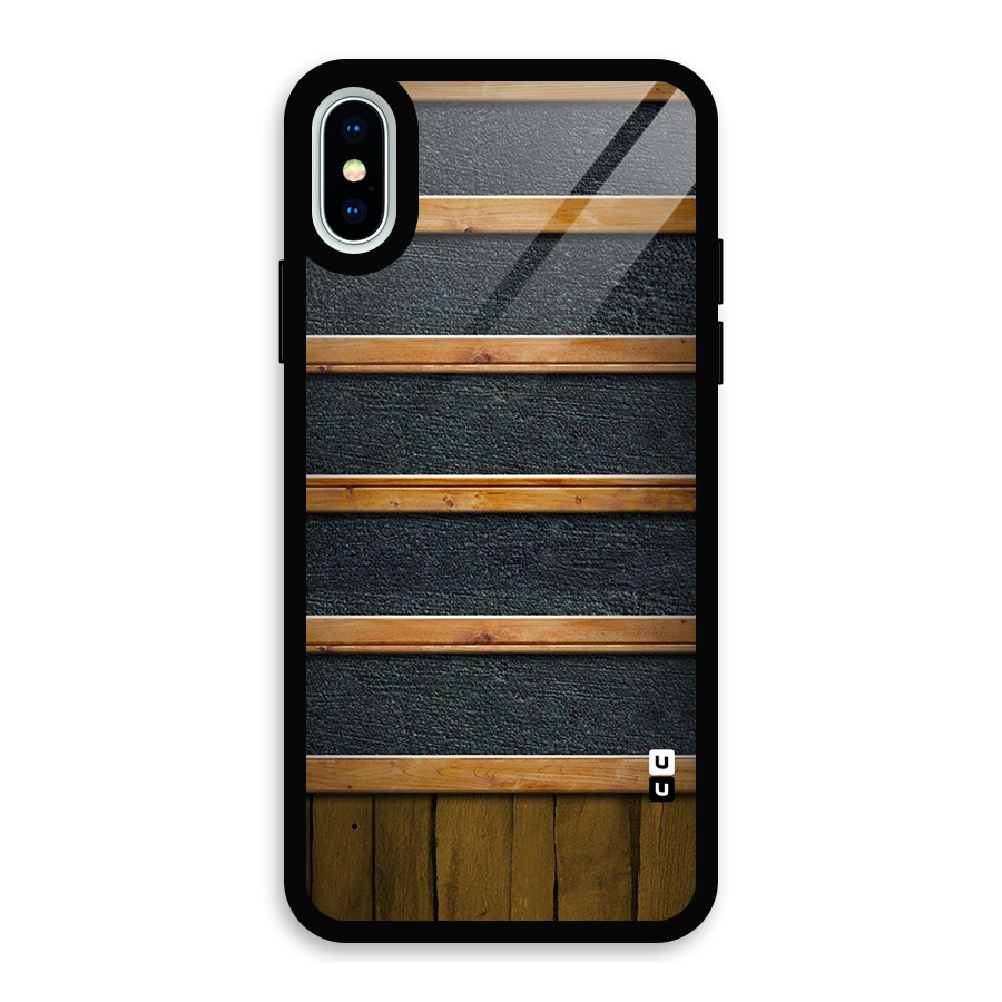 Wood Design Glass Back Case for iPhone XS