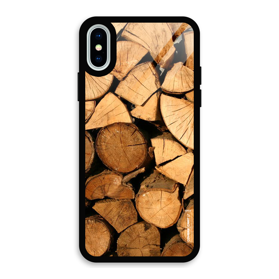 Wooden Logs Glass Back Case for iPhone XS