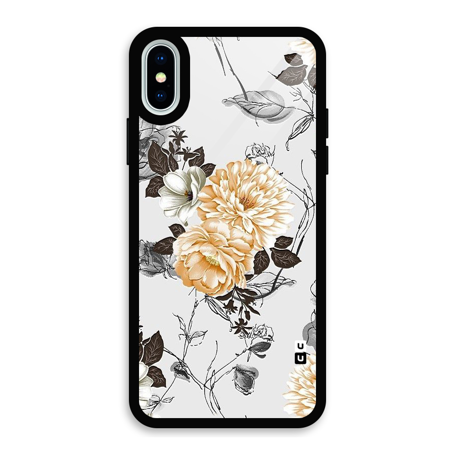 Yellow Floral Glass Back Case for iPhone XS