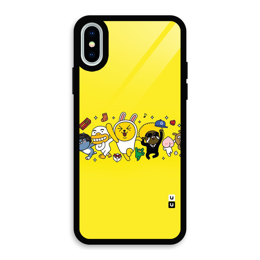 Yellow Friends Glass Back Case for iPhone XS