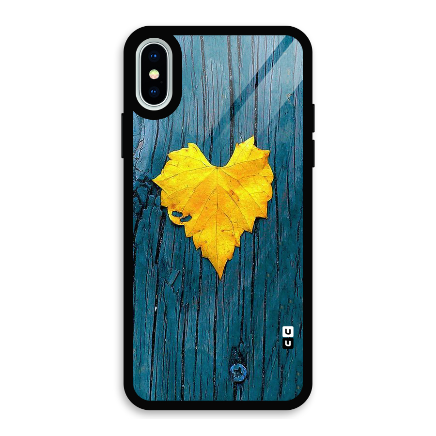 Yellow Leaf Glass Back Case for iPhone XS