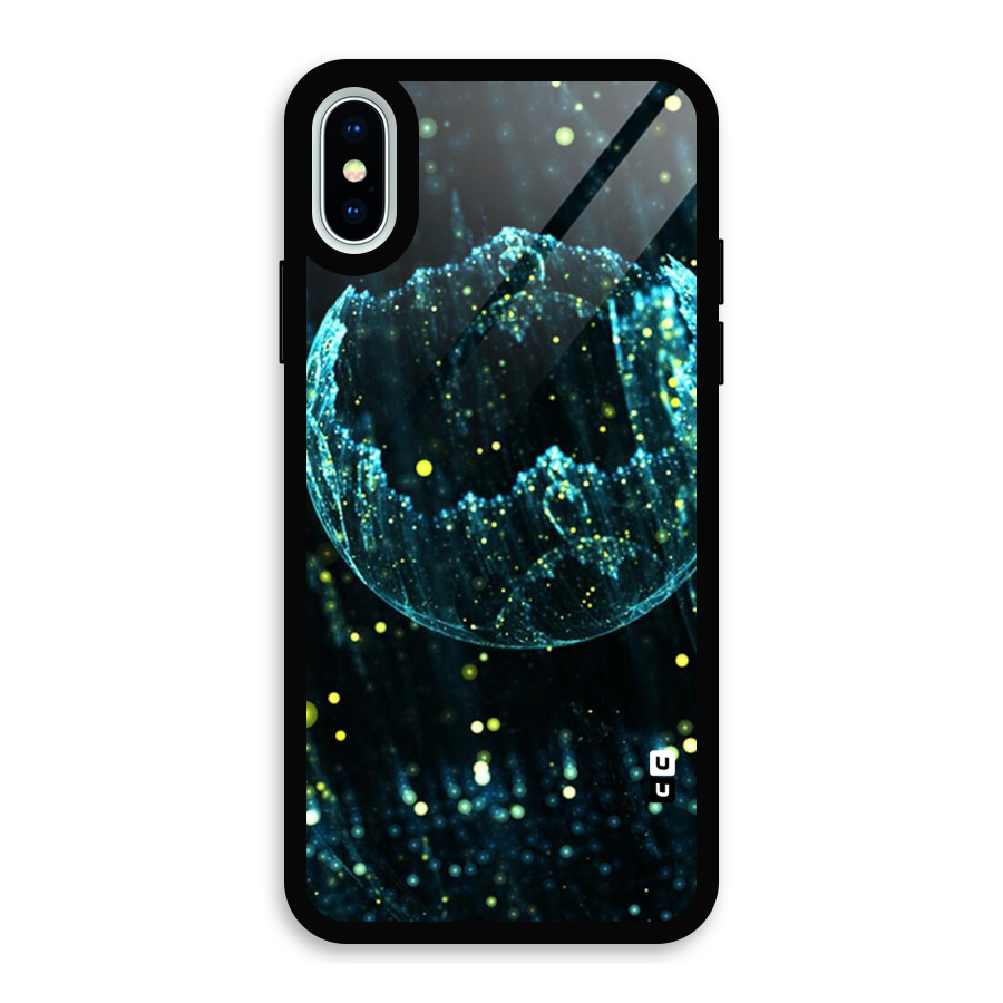 Yellow Rain Glass Back Case for iPhone XS