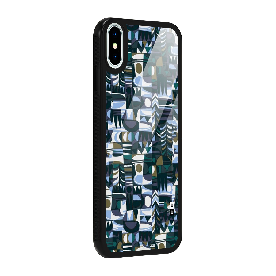 Abstract Blues Glass Back Case for iPhone XS