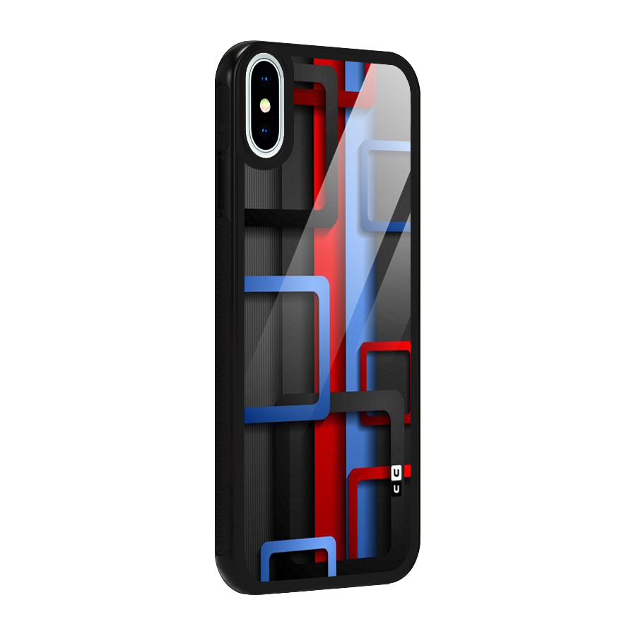 Abstract Box Glass Back Case for iPhone XS