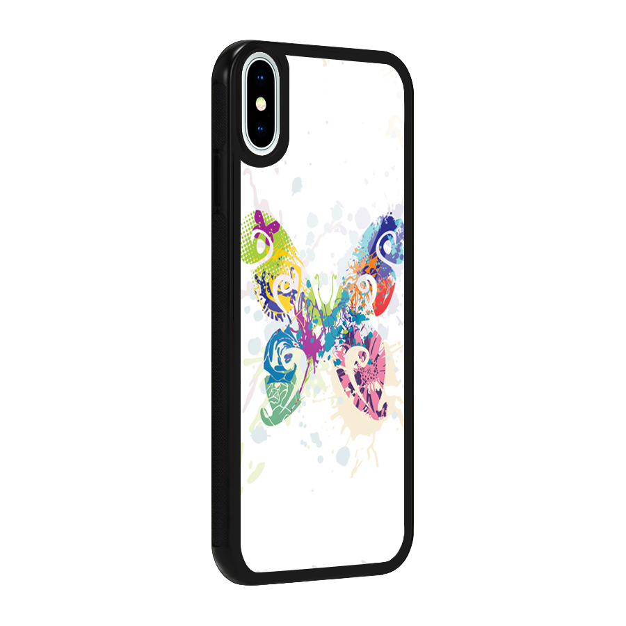 Abstract Butterfly Glass Back Case for iPhone XS