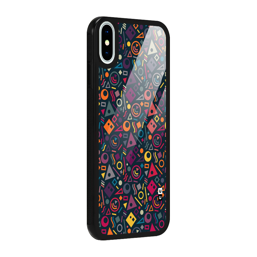 Abstract Figures Glass Back Case for iPhone XS