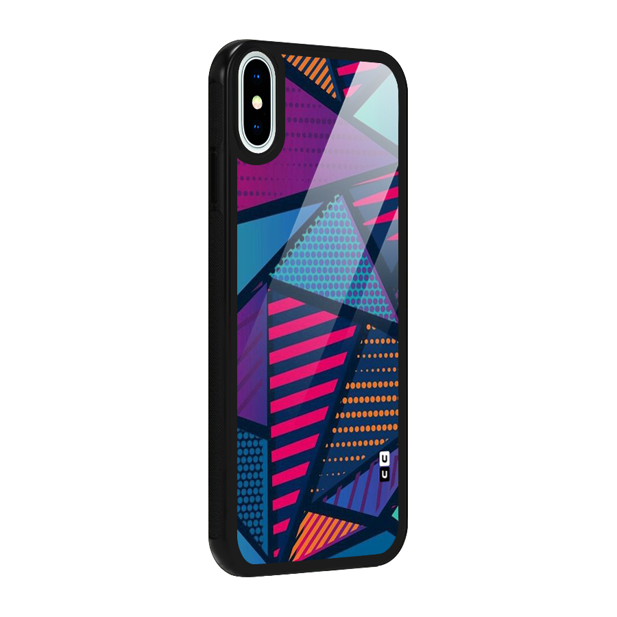 Abstract Lines Polka Glass Back Case for iPhone XS