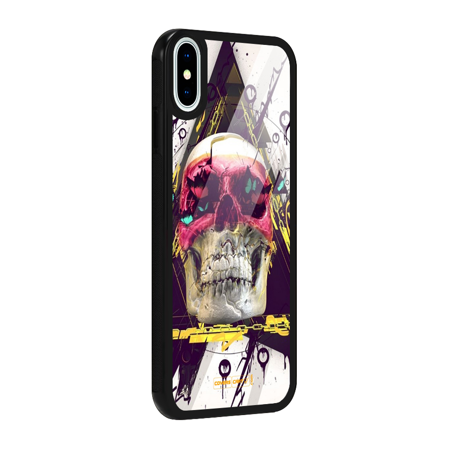 Abstract Skull Glass Back Case for iPhone XS