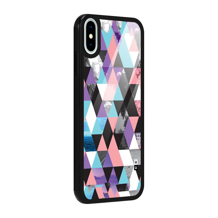 Abstract Splash Triangles Glass Back Case for iPhone XS