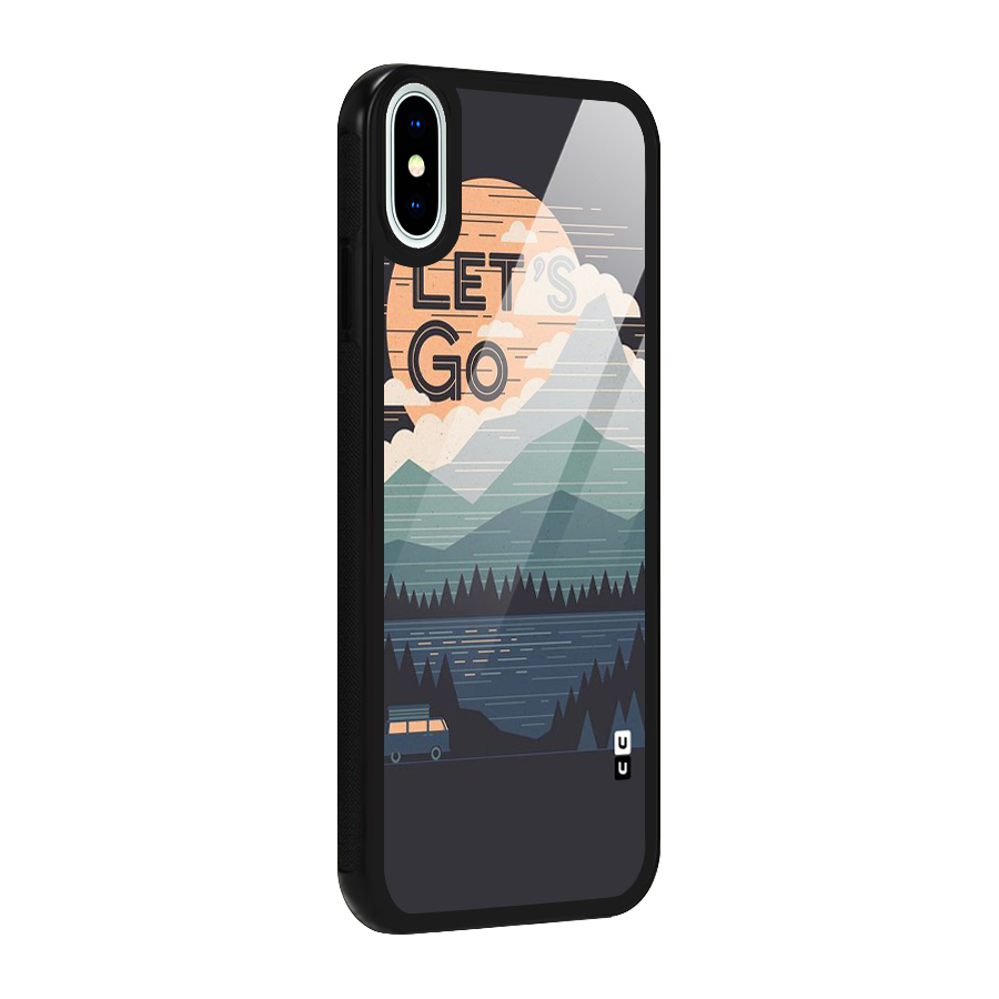 Abstract Travel Glass Back Case for iPhone XS