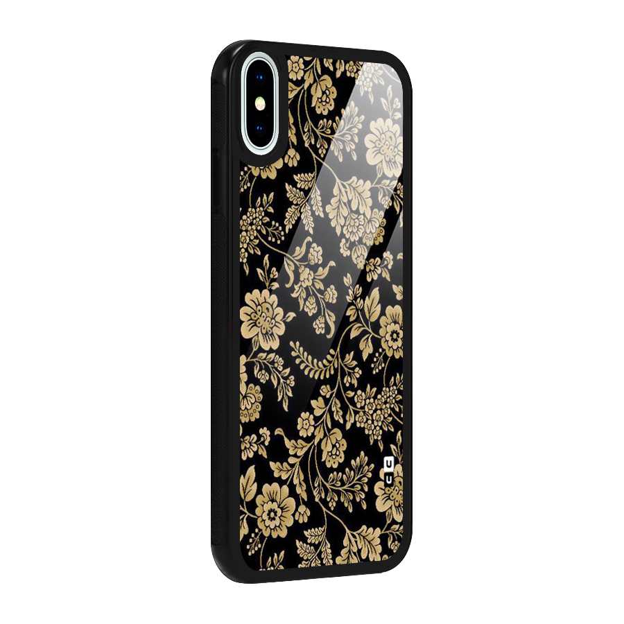 Aesthetic Golden Design Glass Back Case for iPhone XS