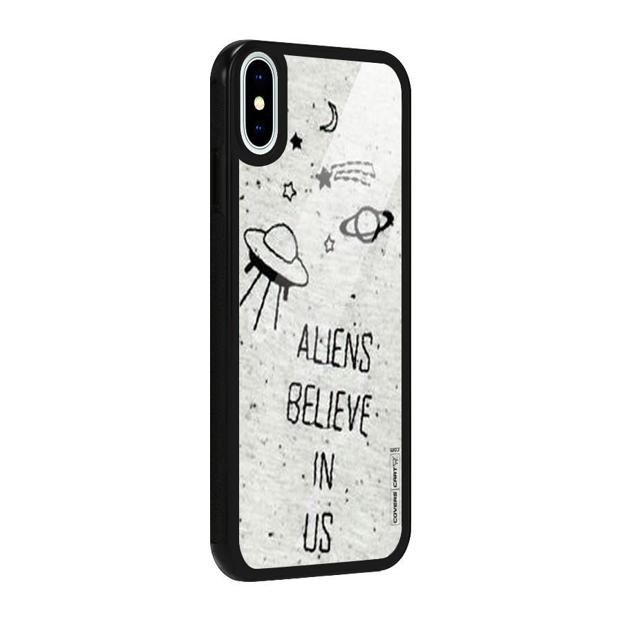 Aliens Believe In Us Glass Back Case for iPhone XS