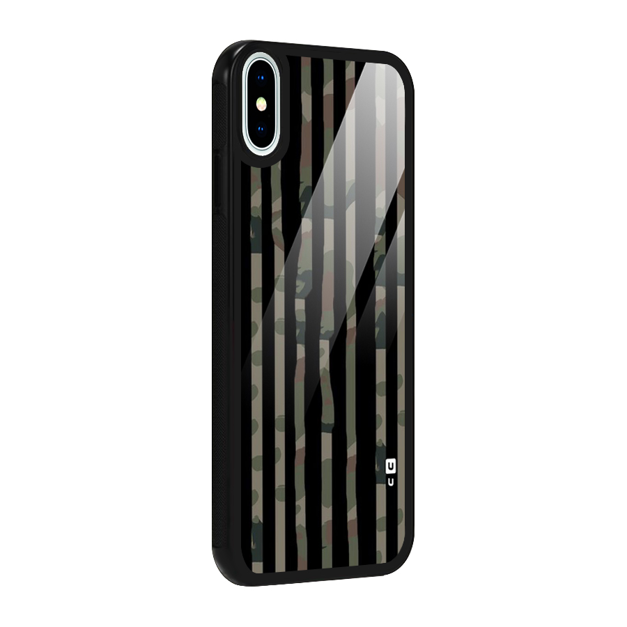 Army Stripes Glass Back Case for iPhone XS