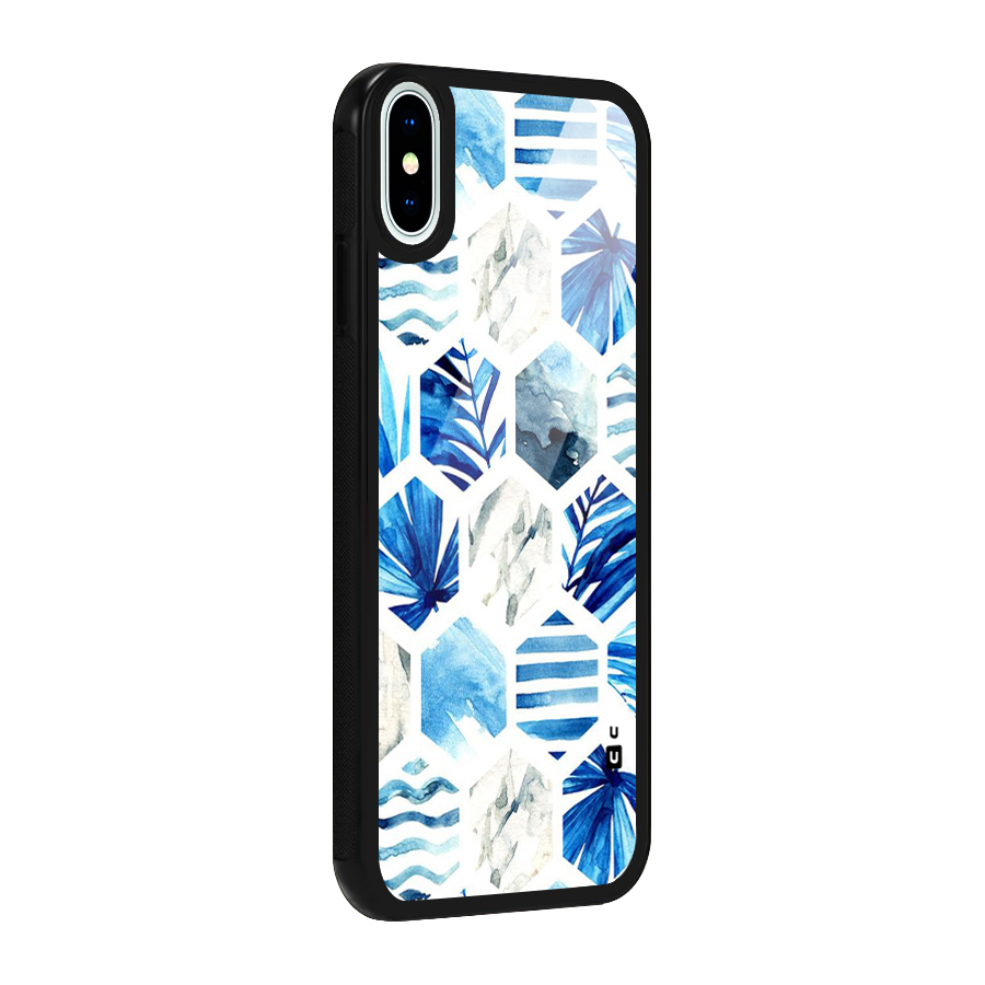 Beach Vibes Pentagon Design Glass Back Case for iPhone XS