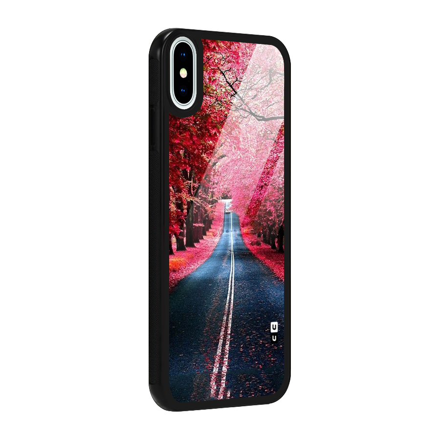 Beautiful Red Trees Glass Back Case for iPhone XS