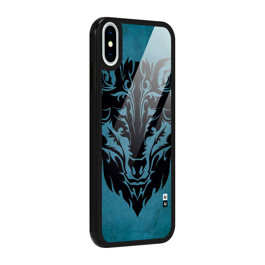 Black Artistic Wolf Glass Back Case for iPhone XS