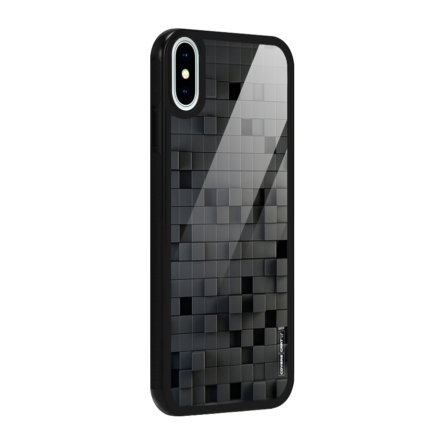 Black Bricks Glass Back Case for iPhone XS