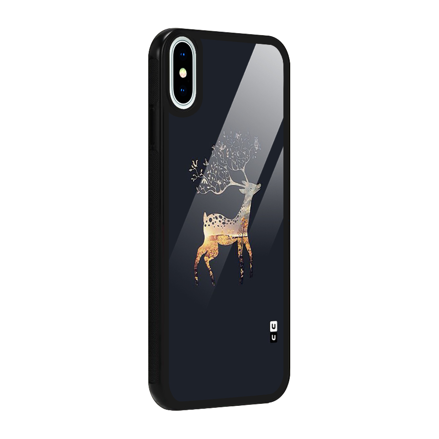 Black Deer Glass Back Case for iPhone XS