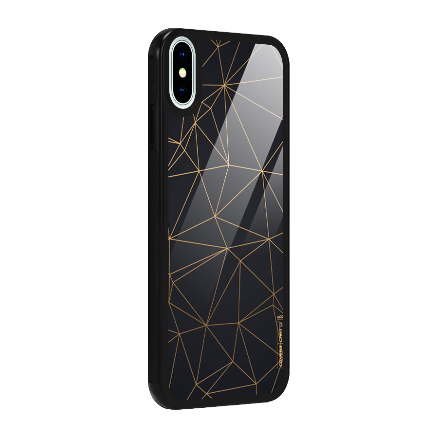 Black Golden Lines Glass Back Case for iPhone XS