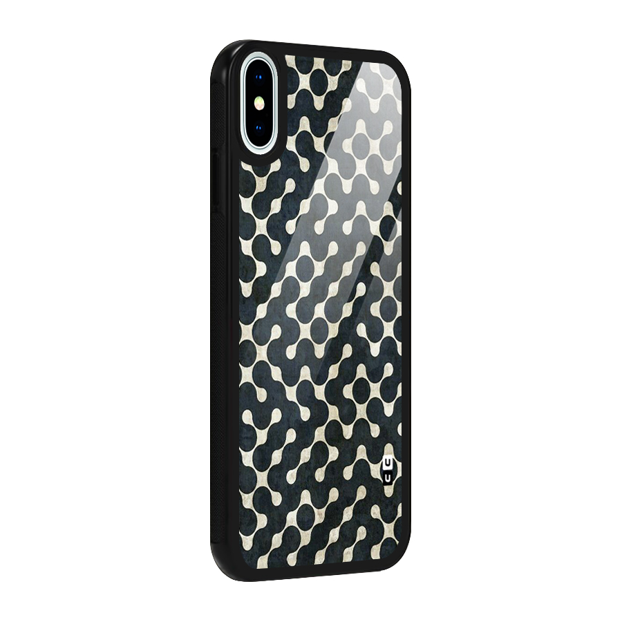 Black Maze Design Glass Back Case for iPhone XS