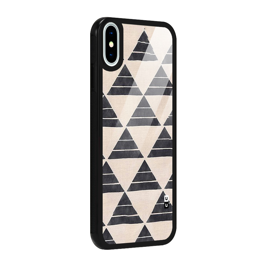 Black Slant Triangles Glass Back Case for iPhone XS