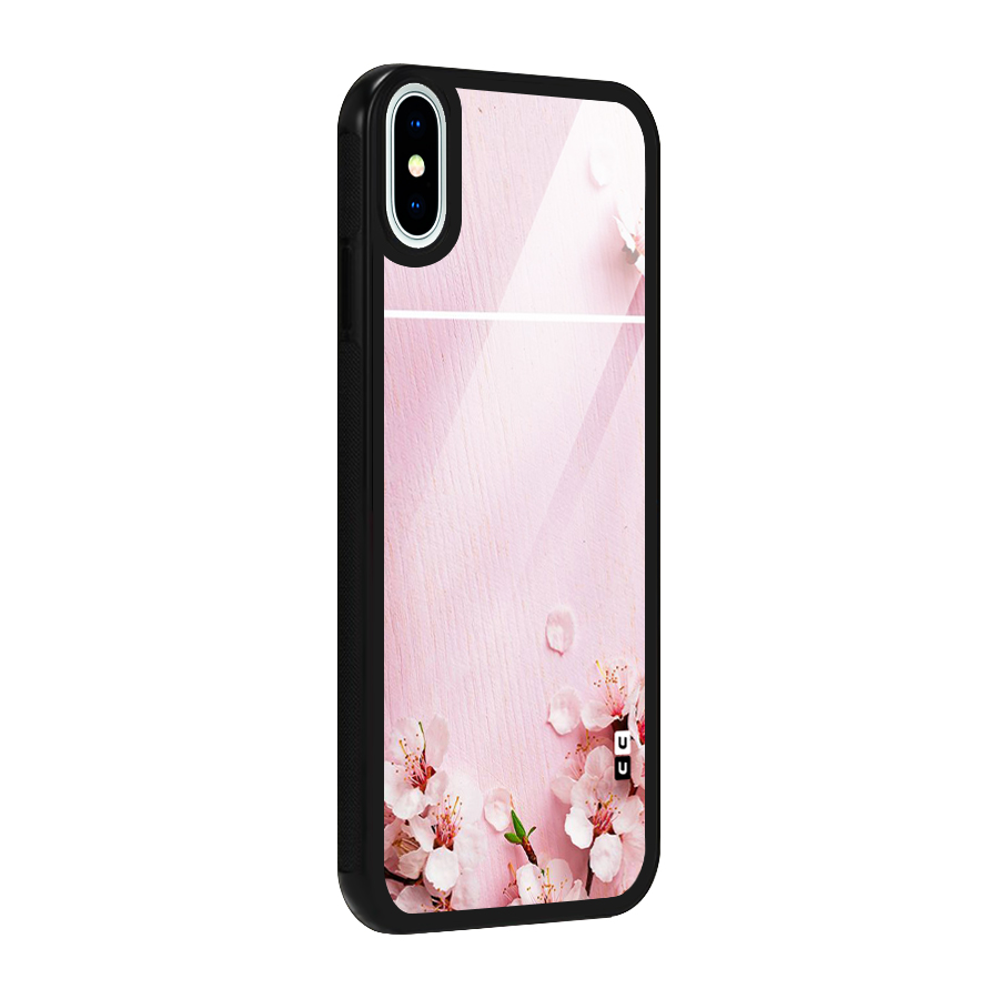 Blossom Frame Pink Glass Back Case for iPhone XS