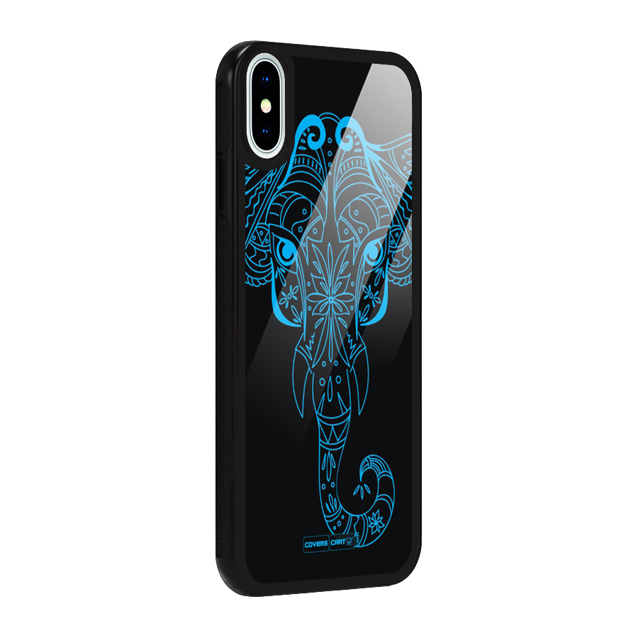 Blue Elephant Ethnic Glass Back Case for iPhone XS