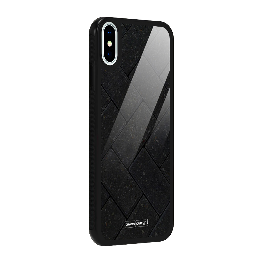 Bricks Pattern Glass Back Case for iPhone XS