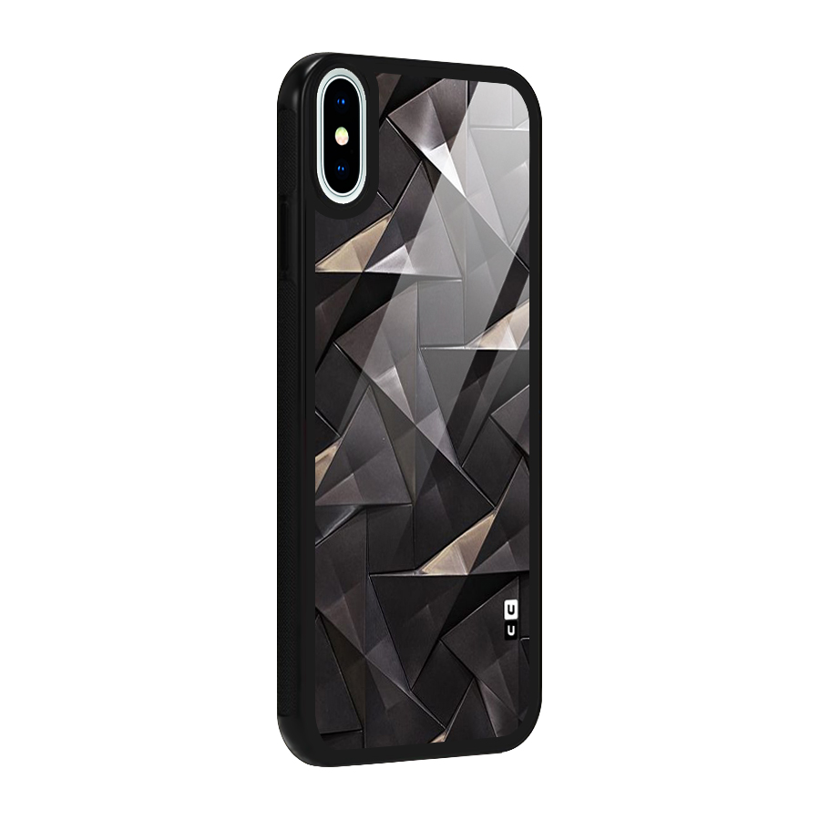 Carved Triangles Glass Back Case for iPhone XS