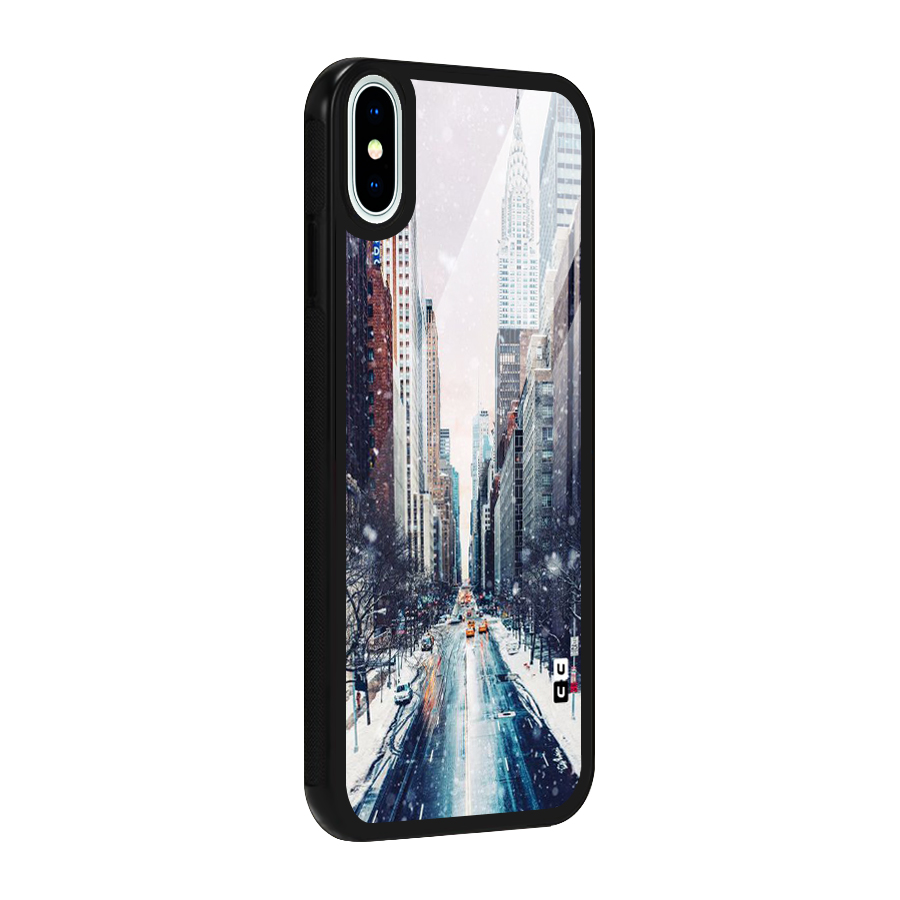 City Snow Glass Back Case for iPhone XS