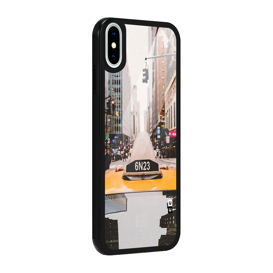 City Taxi Glass Back Case for iPhone XS
