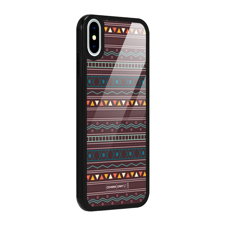 Classic Aztec Pattern Glass Back Case for iPhone XS
