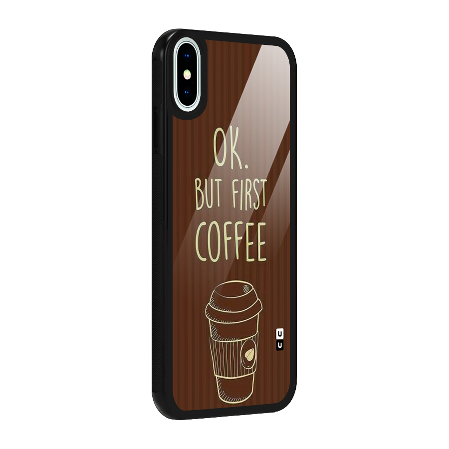 Coffee Stripes Glass Back Case for iPhone XS