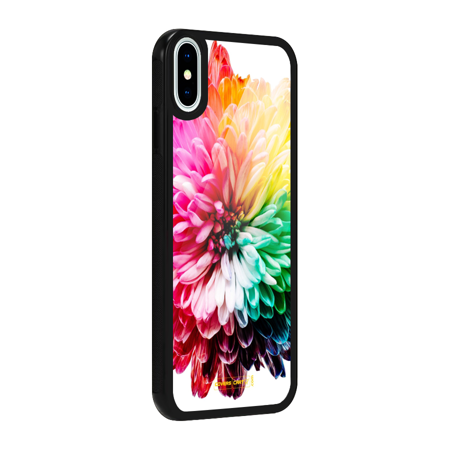Colorful Flower Glass Back Case for iPhone XS