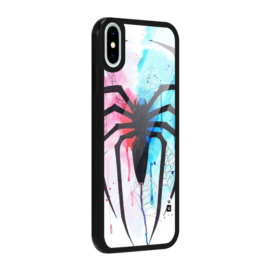 Colorful Web Glass Back Case for iPhone XS
