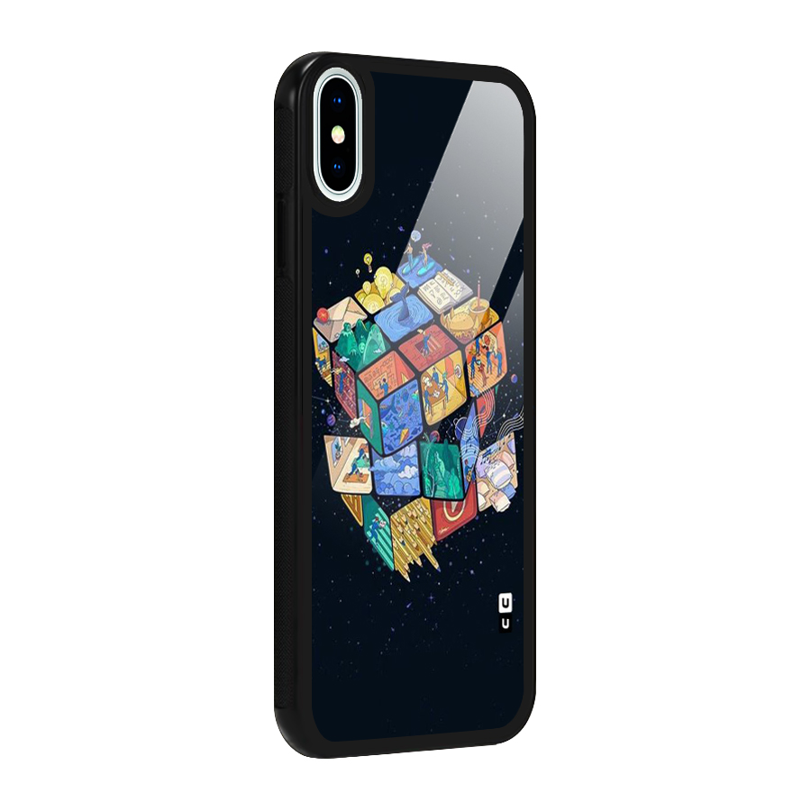 Coloured Rubic Glass Back Case for iPhone XS