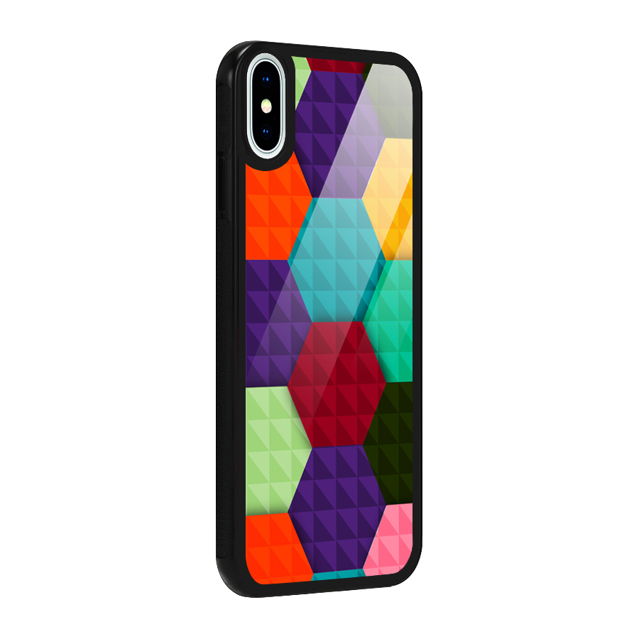 Colourful Abstract Glass Back Case for iPhone XS