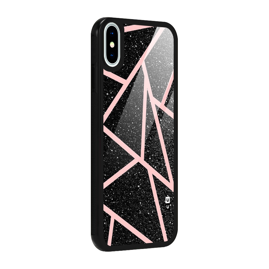 Concrete Black Pink Stripes Glass Back Case for iPhone XS