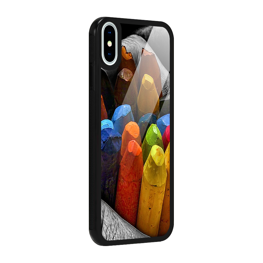 Crayons Beautiful Glass Back Case for iPhone XS