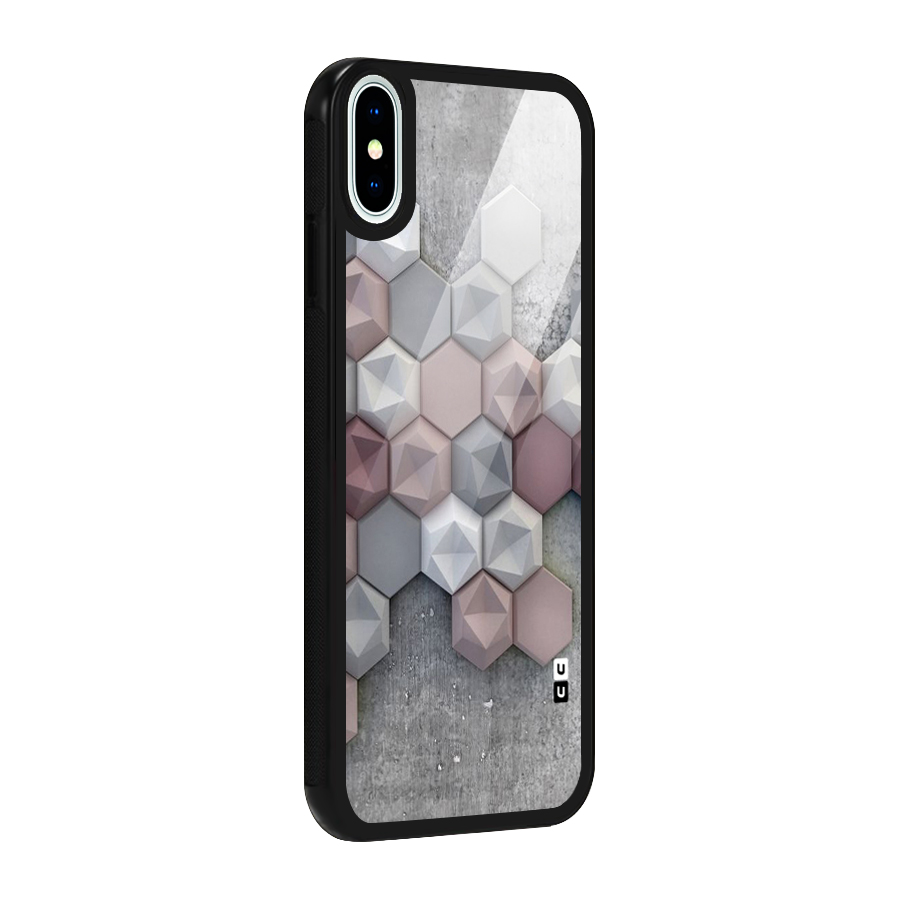 Cute Hexagonal Pattern Glass Back Case for iPhone XS