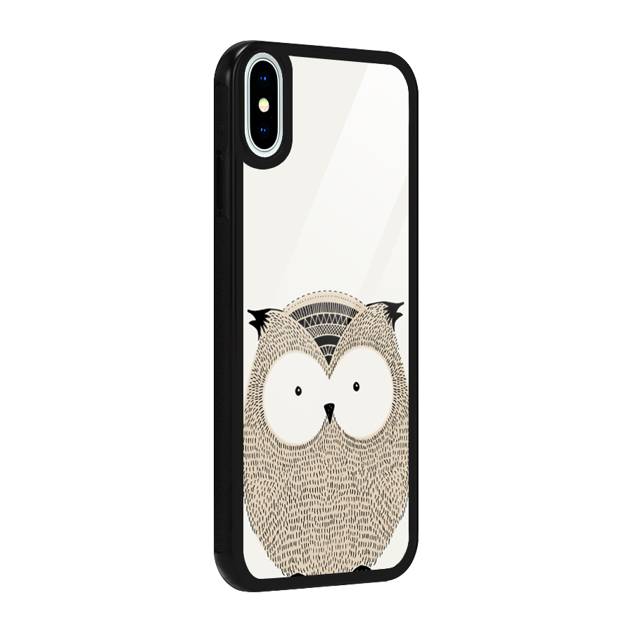 Cute Owl Glass Back Case for iPhone XS