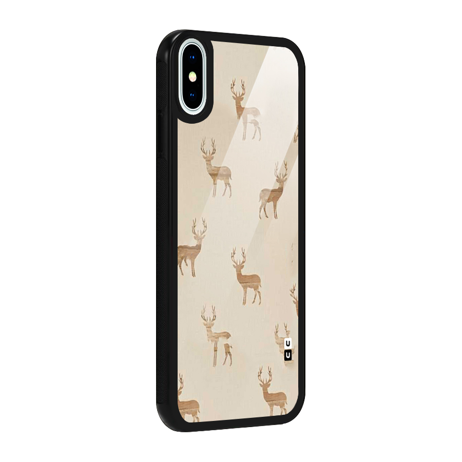 Deer Pattern Glass Back Case for iPhone XS